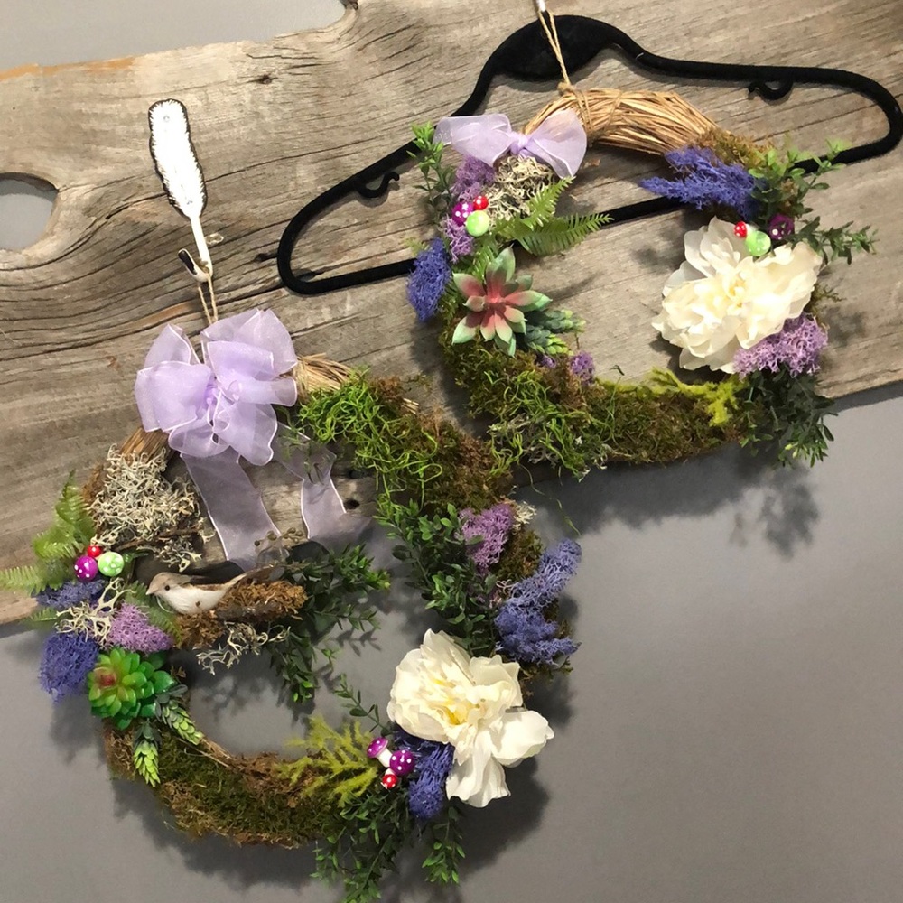 Straw spring wreaths 🍄 mushroom moss cottage core succulents bird